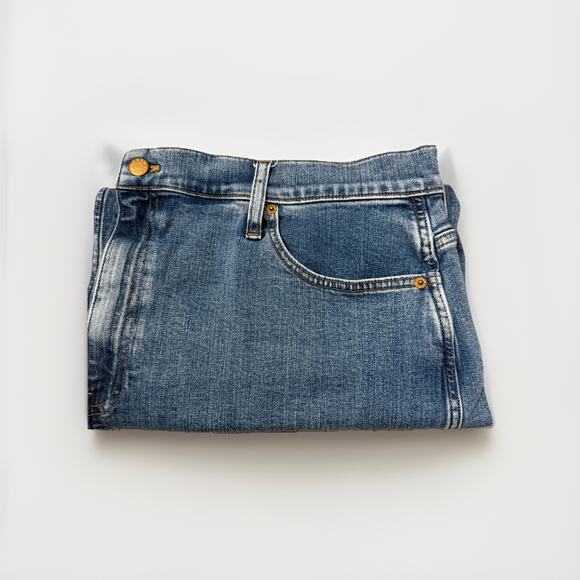 J. Crew Size 20 Blue Denim Jean Mini Skirt Pockets Stretch Plus Size Back Slit - Picture 9 of 9